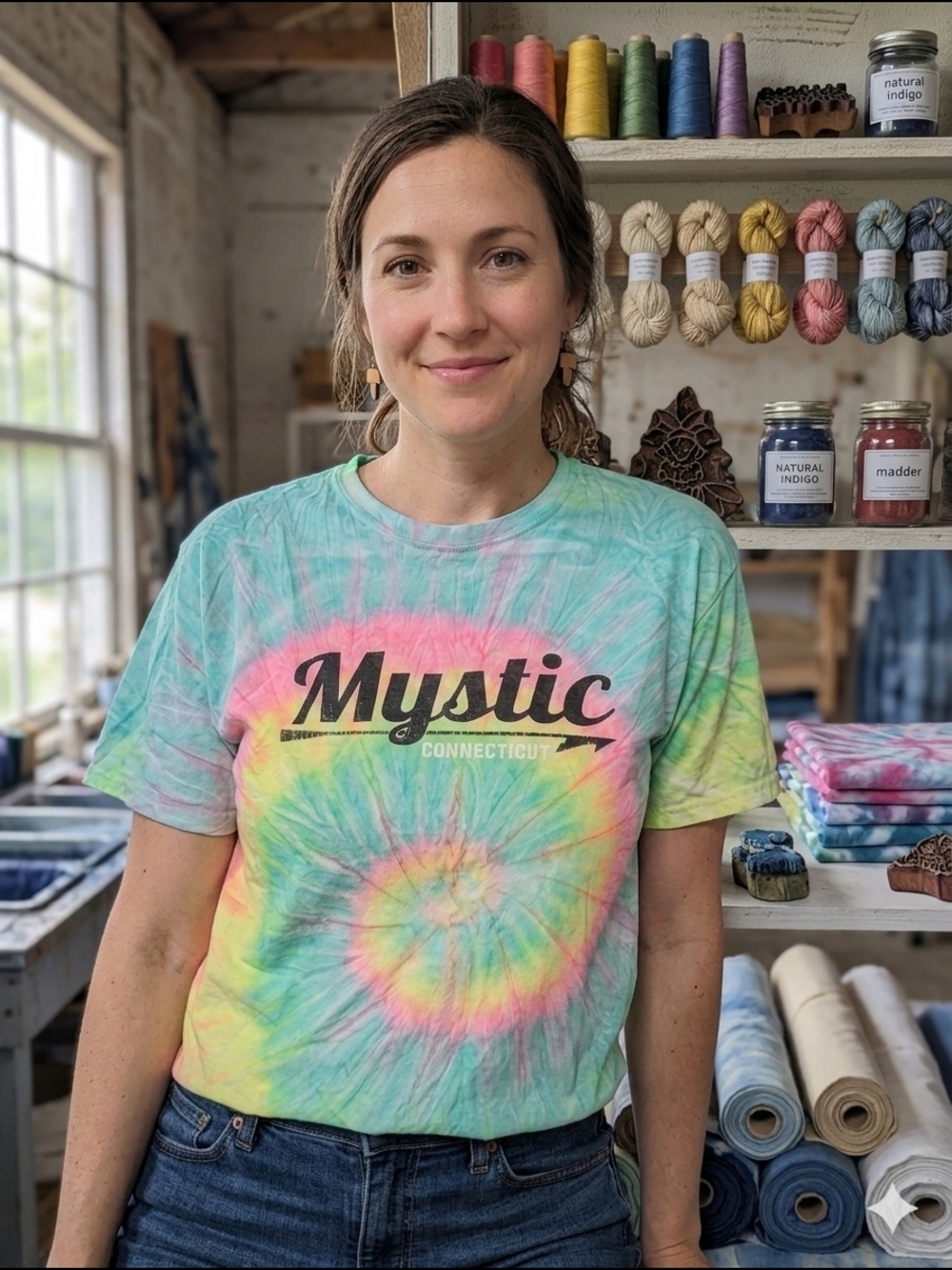 Colortone Mystic Connecticut Tie Dye Graphic Tee Shirt - XL (EUC)